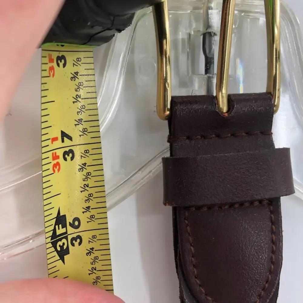 Women's chocolate brown Large woven Braided Genuine Leather Belt brass buckle